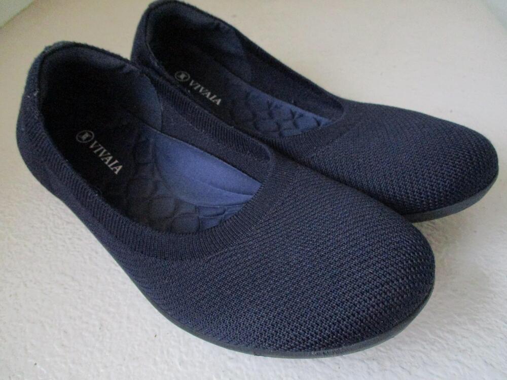 VIVAIA Shoes Womens 10 EU 41.5 Claire Blue Knit Ballet Flats Slip On Washable
